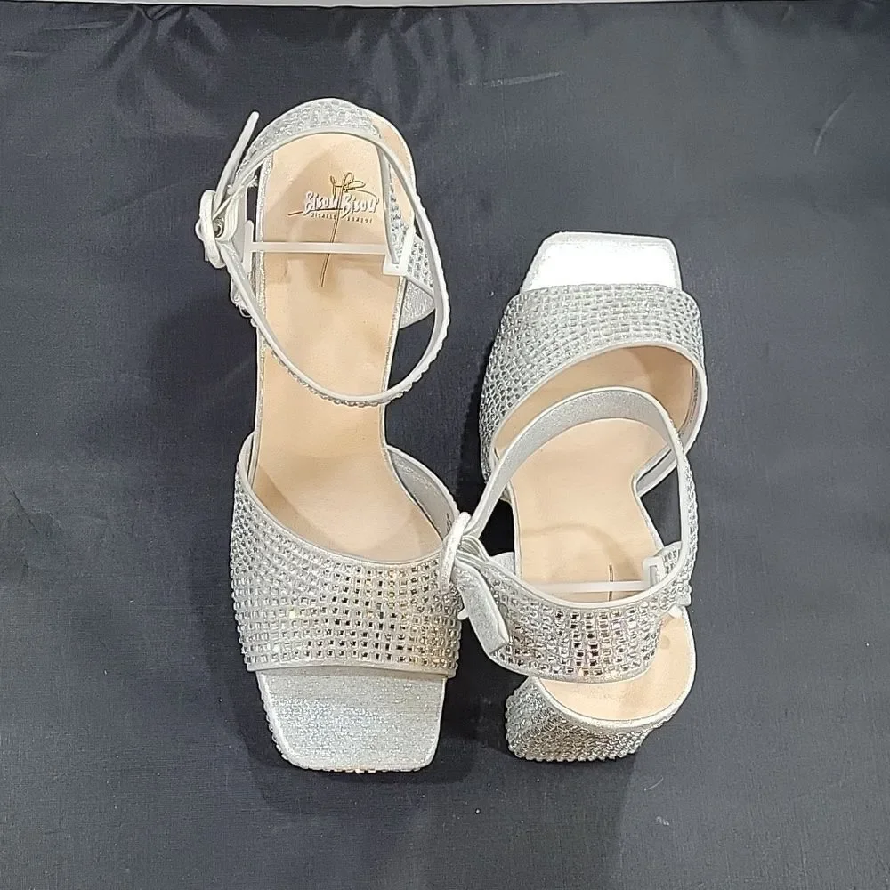 BRAND NEW BISSOU BISSOU JEWEL STUDDED EMBELLISHMENTS SQUARE TOE HIGH HELL SANDAL